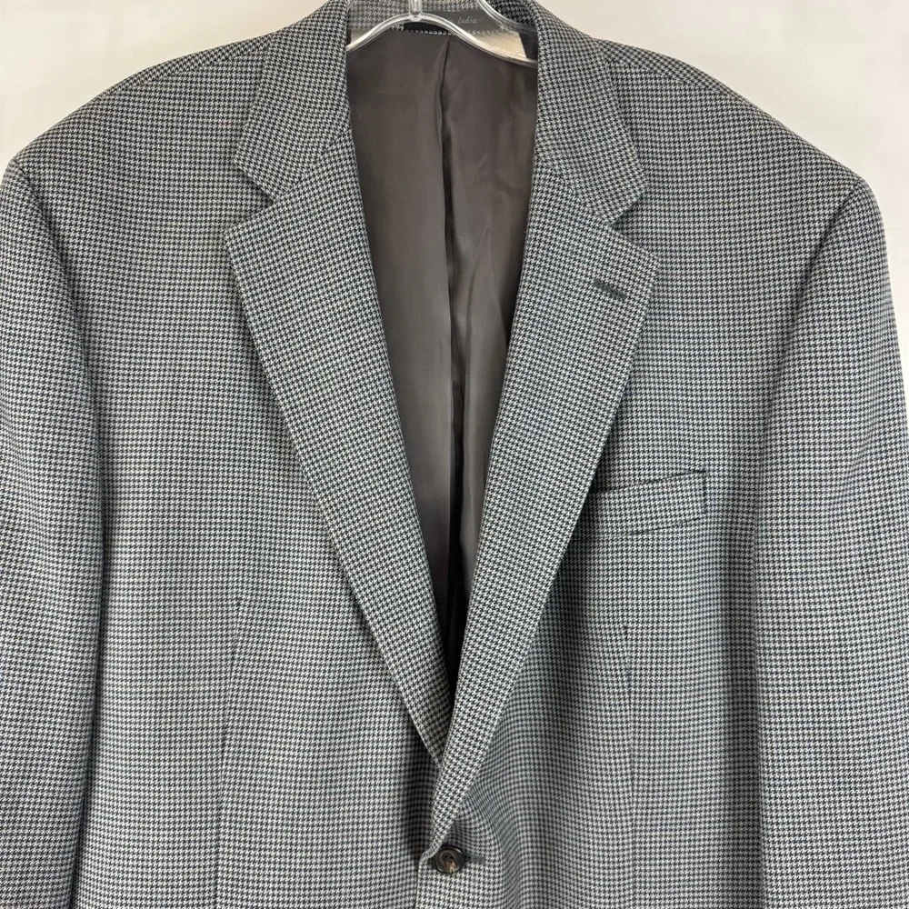 Lauren Ralph Lauren Houndstooth Blazer Mens‎ 44L Wool Silk Sport Coat